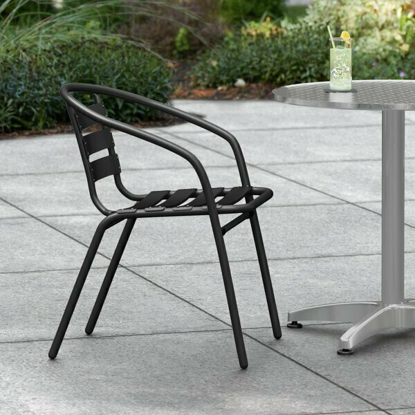 Lancaster Table & Seating Black Outdoor Arm Chair 427CTSARMBLK